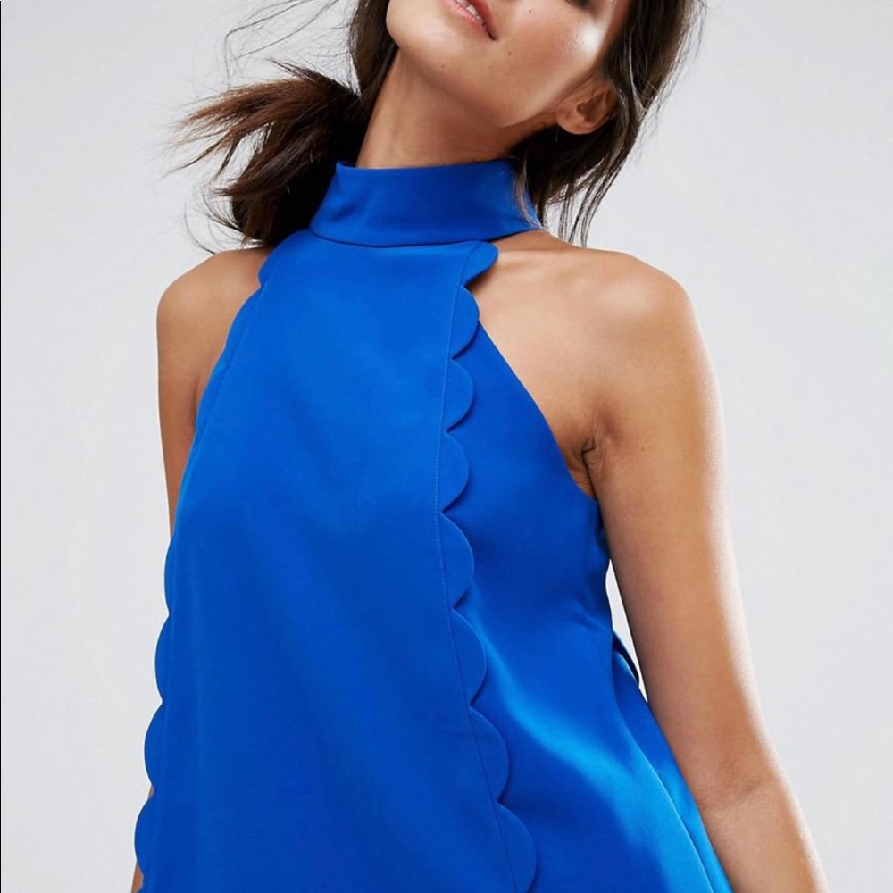 Ted Baker London Torriya Ruffle Tunic Halter Neck Dress Navy Size 4